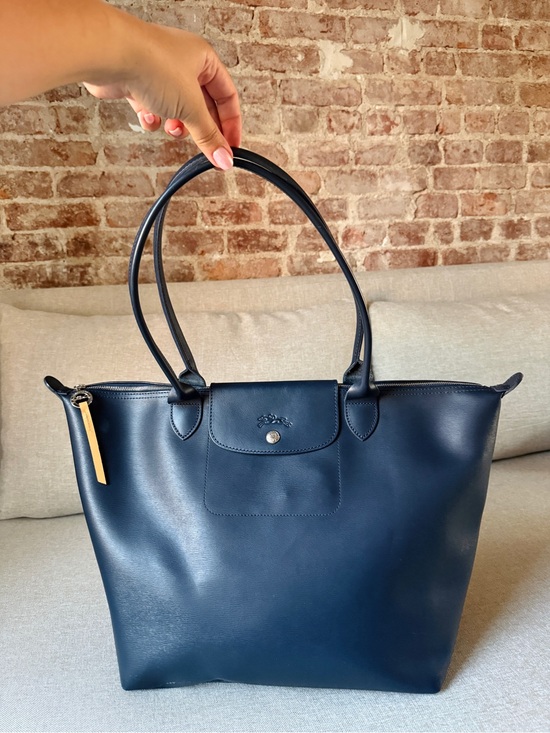 Longchamp Handbags - Longchamp Le Pliage Large Navy Coated Canvas (faux leather) Double-Handle Tote